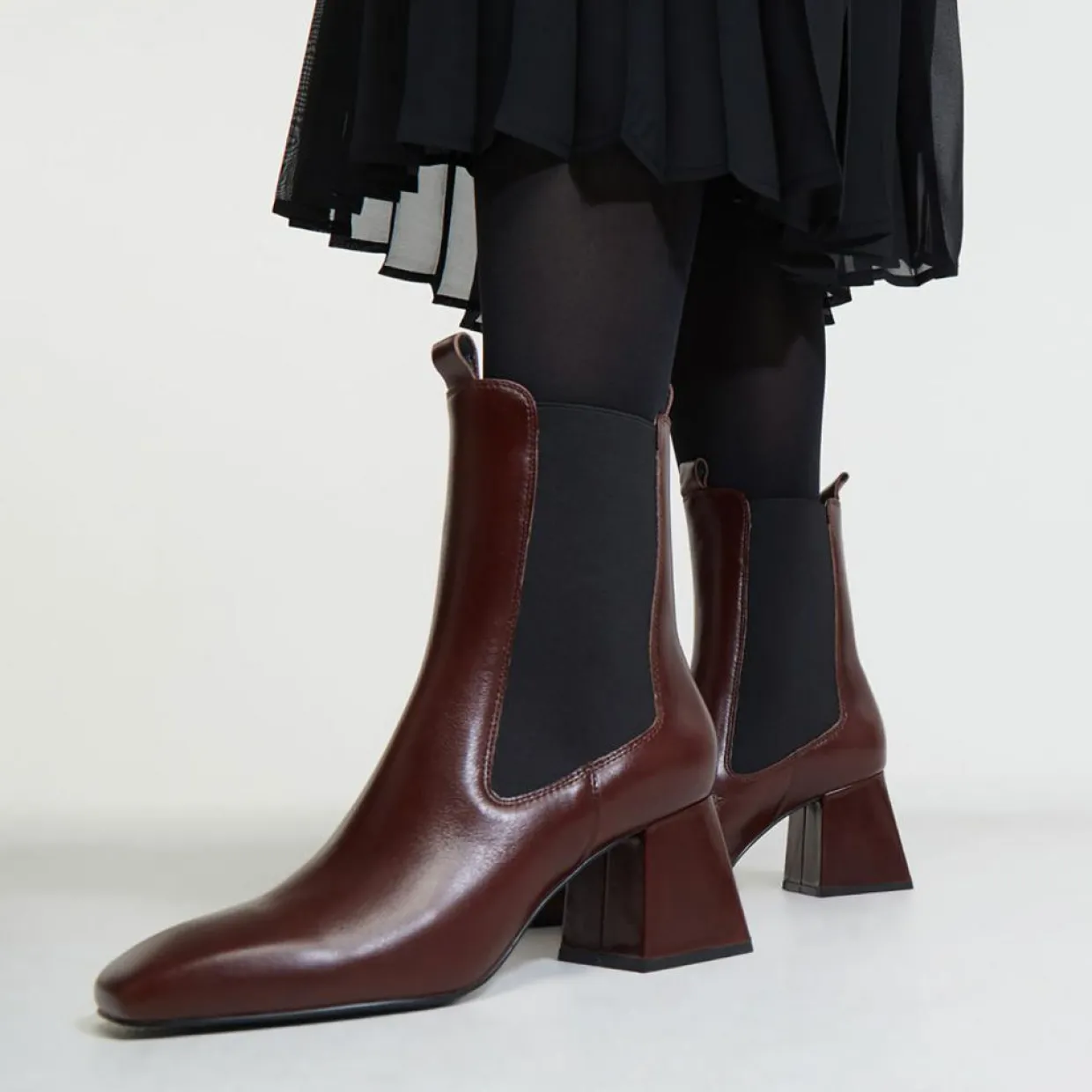 Chelsea Boots en Cuir marron - Talon 7 cm-Galeries Lafayette Online