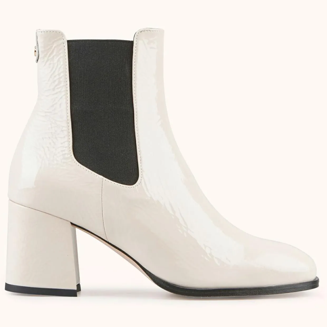 Chelsea Boots en Cuir verni Lanae crème - Talon 6 cm-Cosmoparis
