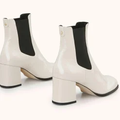 Chelsea Boots en Cuir verni Lanae crème - Talon 6 cm-Cosmoparis