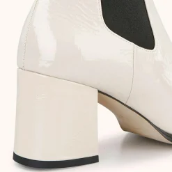 Chelsea Boots en Cuir verni Lanae crème - Talon 6 cm-Cosmoparis