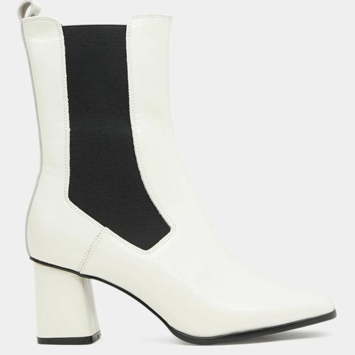 Chelsea Boots en Cuir verni à tige haute écrues - Talon 7 cm-Galeries Lafayette New