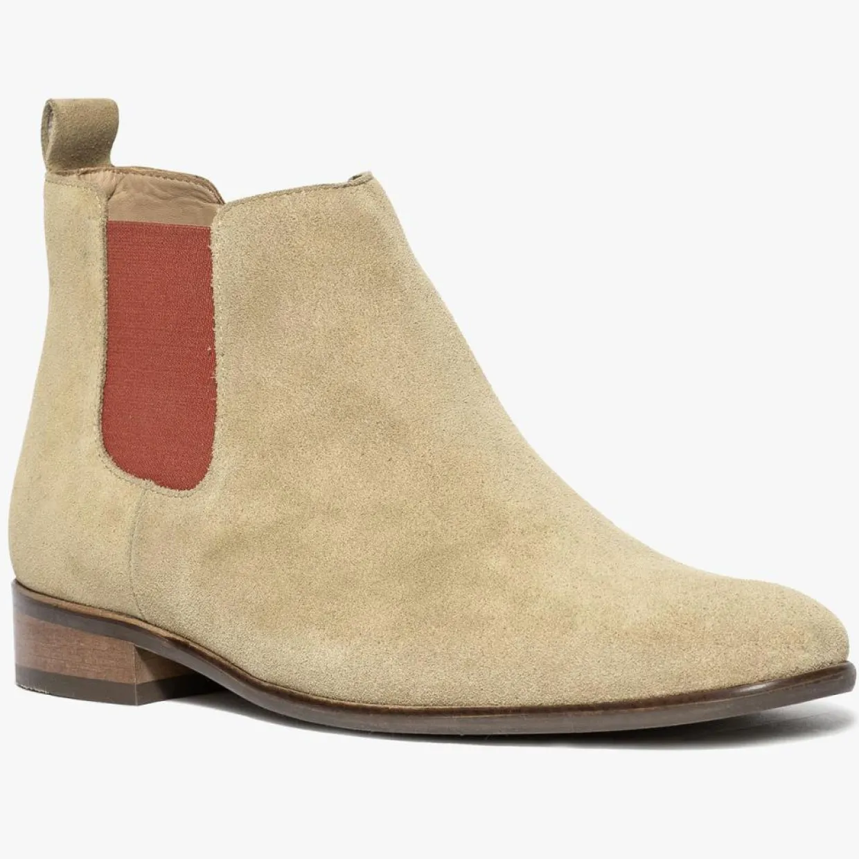 Chelsea boots en Velours de Cuir Olympio beiges-Bocage
