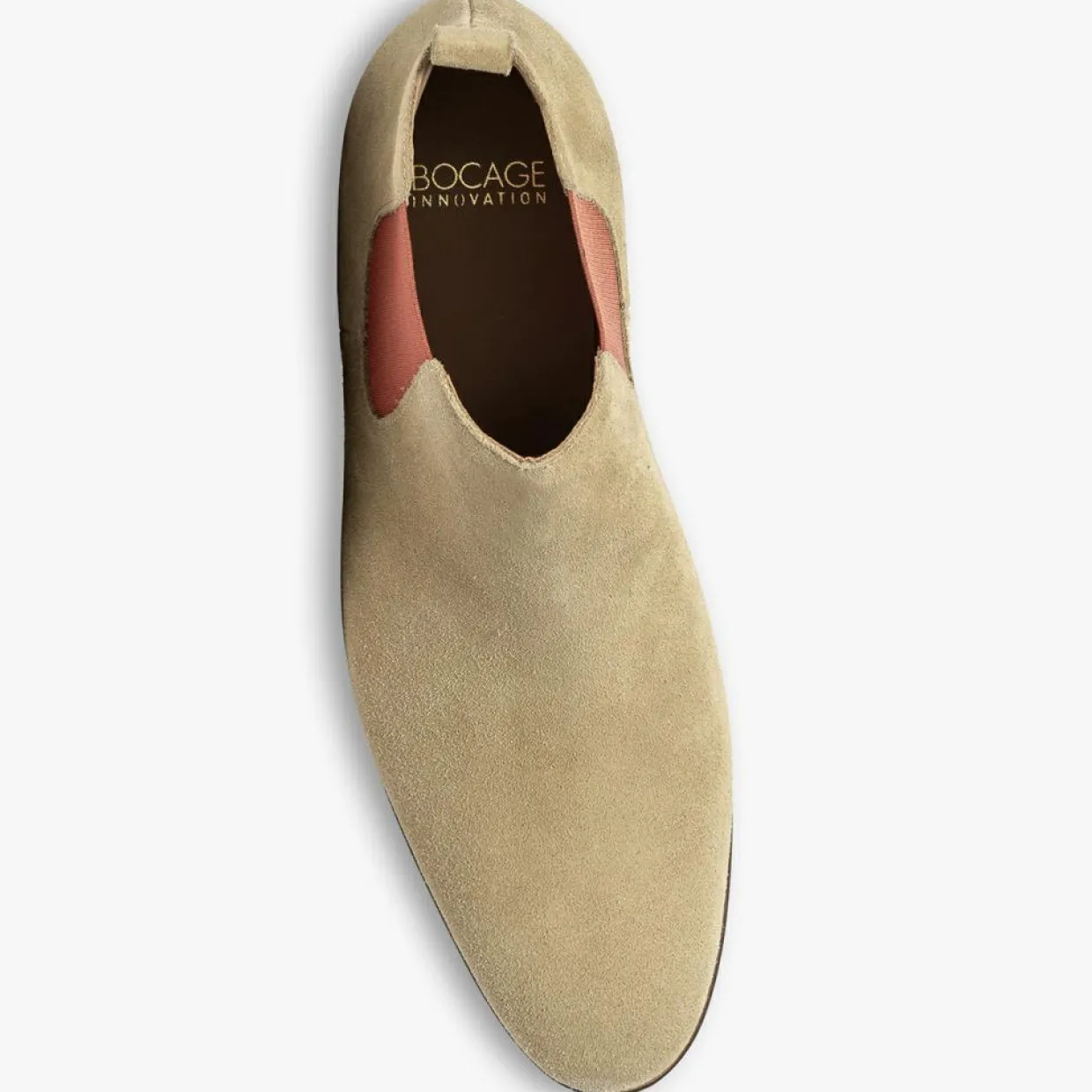 Chelsea boots en Velours de Cuir Olympio beiges-Bocage