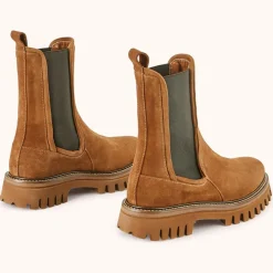 Chelsea boots en Velours de Cuir Teena tabac-Cosmoparis Discount