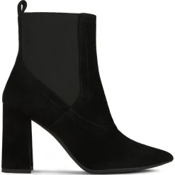 Femme Geox Bottines^Chelsea Boots en Velours de Cuir Bigliana 90 noires - Talon 9 cm