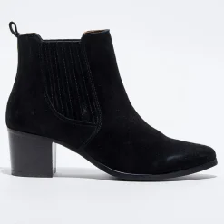 Chelsea boots en Velours de Cuir Fali noires - Talon 5 cm-Cosmoparis Best