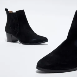 Chelsea boots en Velours de Cuir Fali noires - Talon 5 cm-Cosmoparis Best