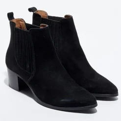 Chelsea boots en Velours de Cuir Fali noires - Talon 5 cm-Cosmoparis Best