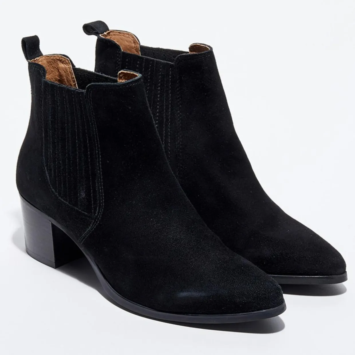Chelsea boots en Velours de Cuir Fali noires - Talon 5 cm-Cosmoparis Best