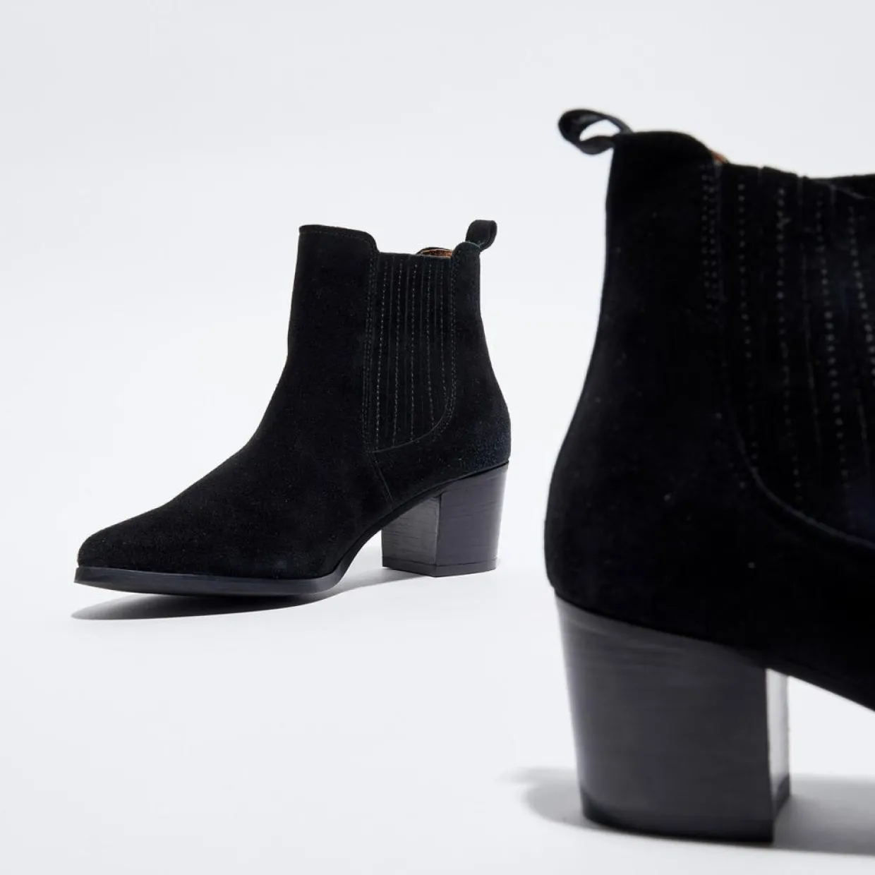 Chelsea boots en Velours de Cuir Fali noires - Talon 5 cm-Cosmoparis Best