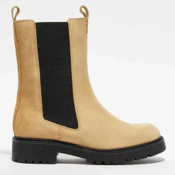 Femme Apologie Bottines^Chelsea boots en Velours de Cuir Alice beiges