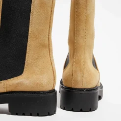 Femme Apologie Bottines^Chelsea boots en Velours de Cuir Alice beiges