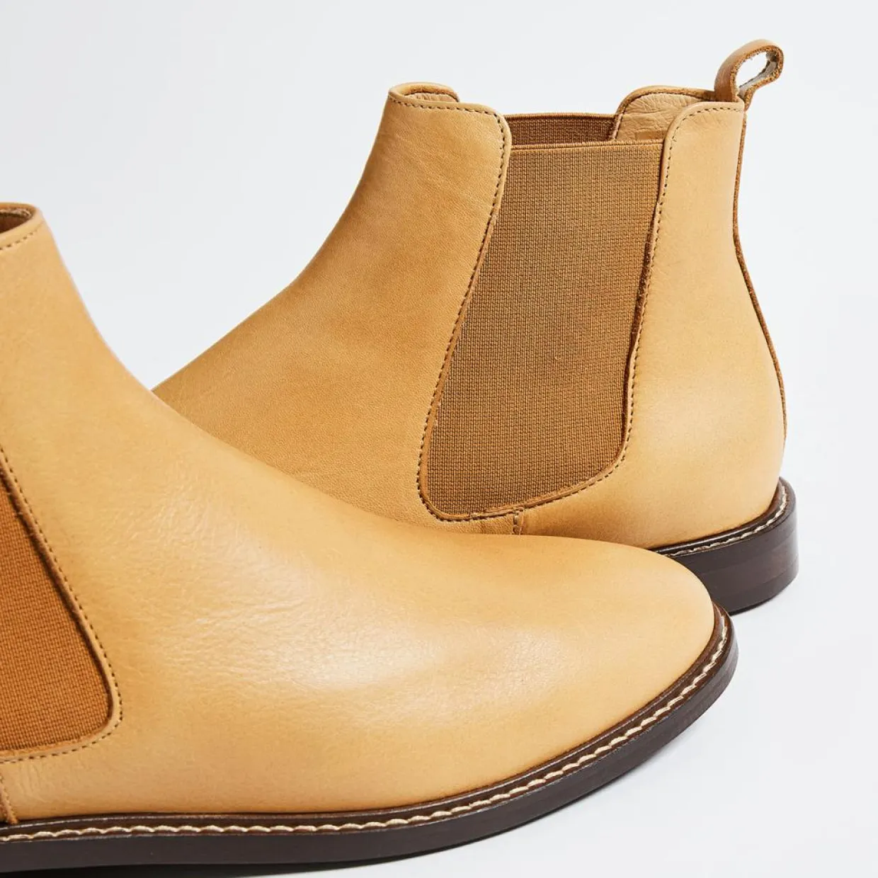 Homme Klom Boots^Chelsea Boots Jules en Cuir grainé cognac