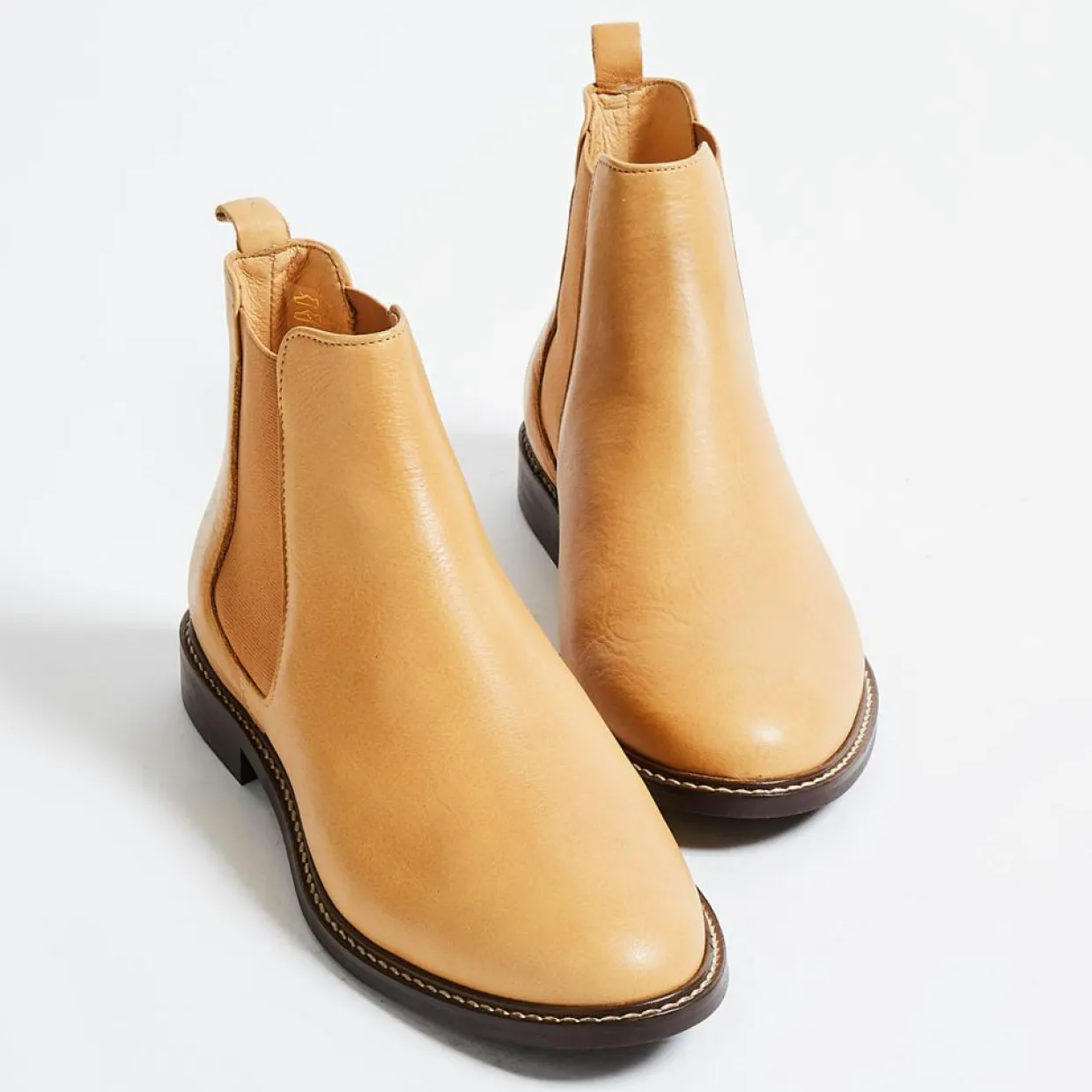 Homme Klom Boots^Chelsea Boots Jules en Cuir grainé cognac