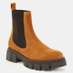 Femme Galeries Lafayette Bottines^Chelsea boots semelle épaisse camel - Talon 4 cm