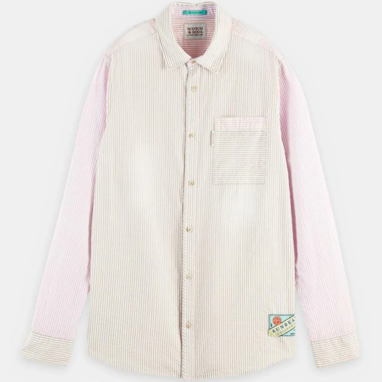 Homme Scotch & Soda Chemises^Chemise 100% Coton Bio Regular Fit Seersuck à rayures rose/beige