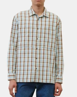 Homme Marc O'Polo Chemises^Chemise 100% Coton Bio Relaxed Fit à carreaux bleu/marron