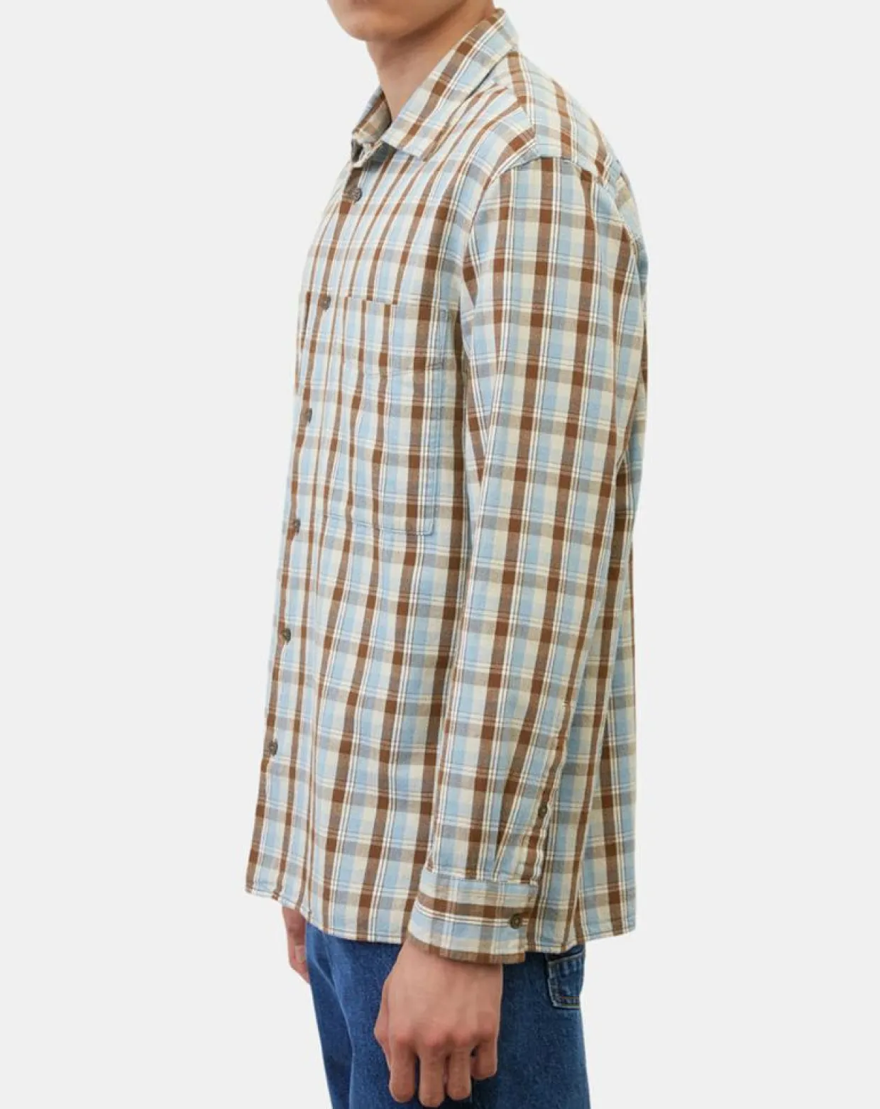 Homme Marc O'Polo Chemises^Chemise 100% Coton Bio Relaxed Fit à carreaux bleu/marron