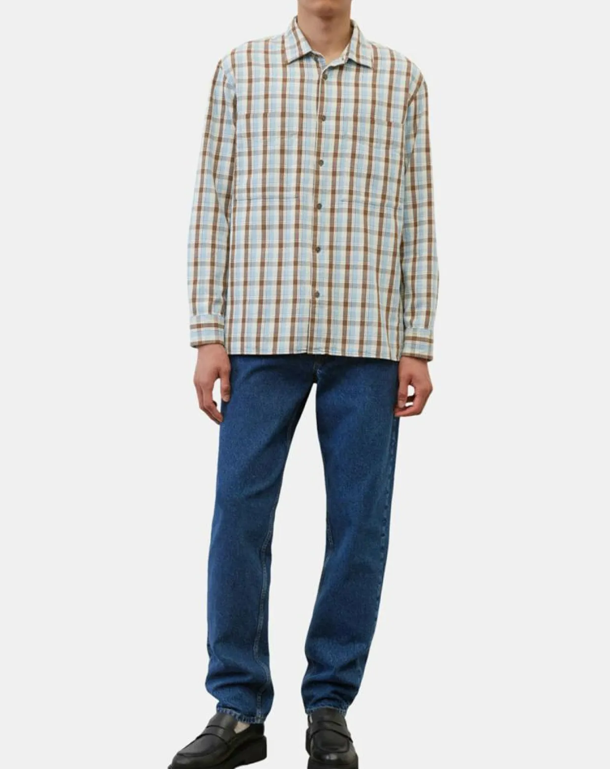 Homme Marc O'Polo Chemises^Chemise 100% Coton Bio Relaxed Fit à carreaux bleu/marron