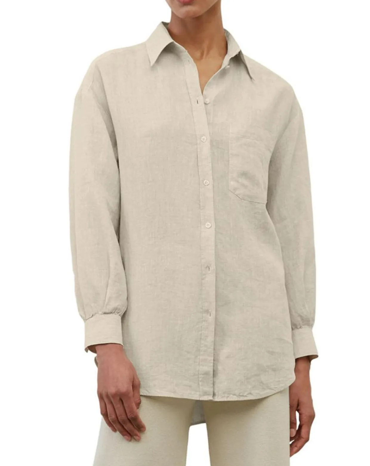 Chemise 100% Lin Drapé beige-Marc O'Polo Discount