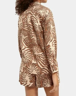 Chemise 100% Lin imprimée corail beige-Scotch & Soda Hot
