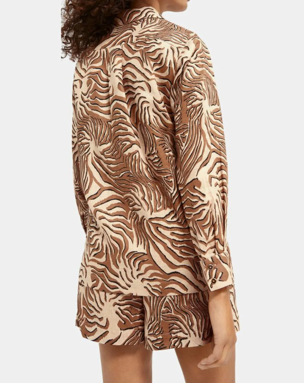 Chemise 100% Lin imprimée corail beige-Scotch & Soda Hot