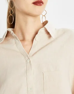 Femme Marc O'Polo Chemises^Chemise 100% Lin manches longues Poche beige