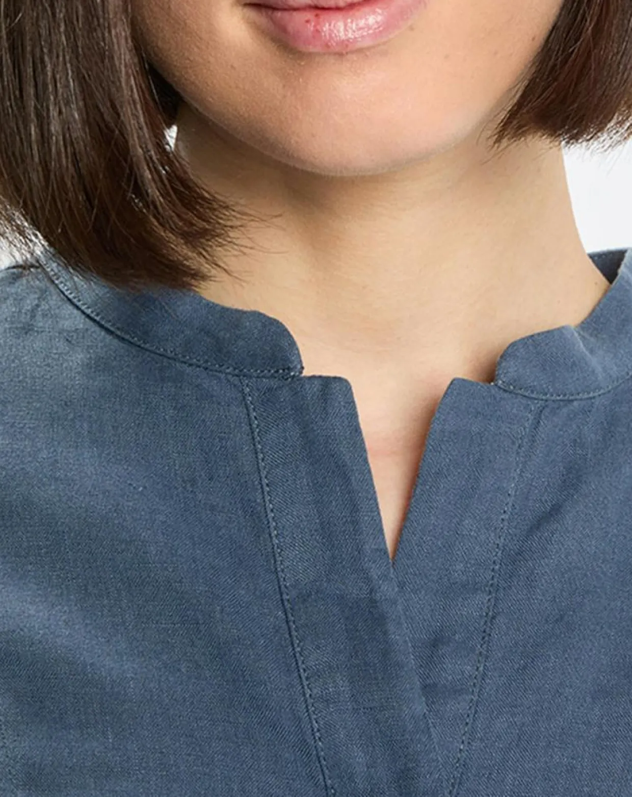Chemise 100% Lin sans manches Col bleu moyen-Marc O'Polo