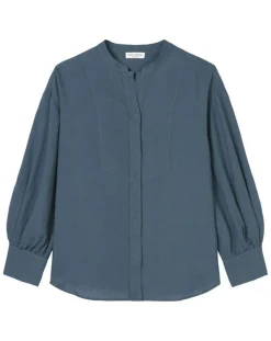 Chemise 100% Lin sans manches Col bleu moyen-Marc O'Polo
