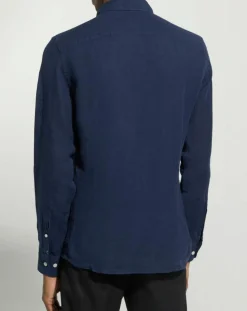 Chemise 100% Lin Slim Fit bleu foncé-Hackett London Hot