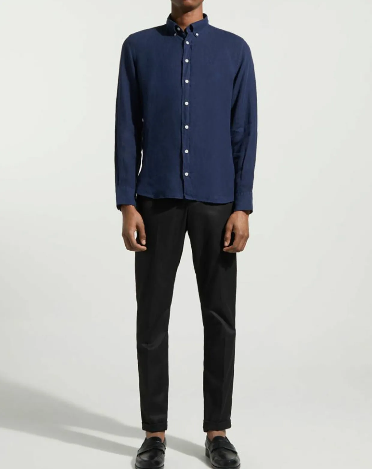 Chemise 100% Lin Slim Fit bleu foncé-Hackett London Hot
