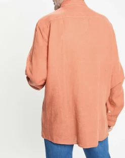 Chemise 100% Lin Slim Fit orange moyen-Hackett London Online