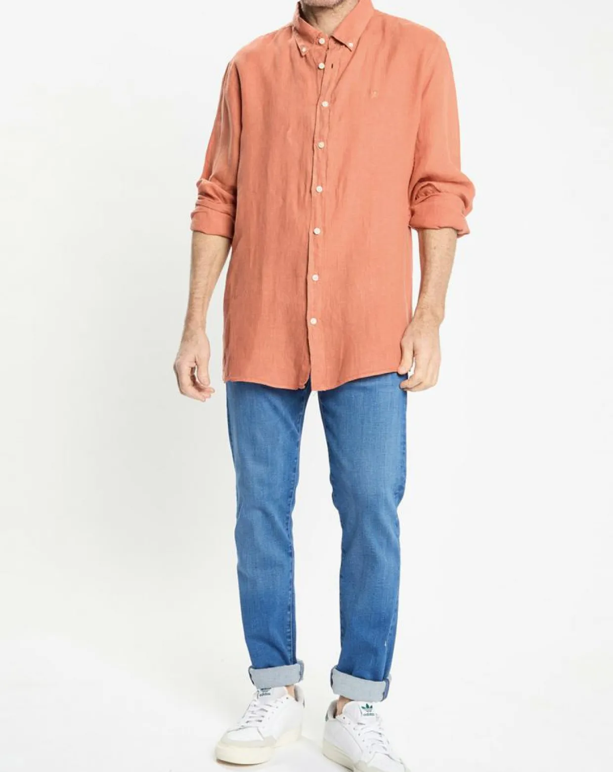 Chemise 100% Lin Slim Fit orange moyen-Hackett London Online