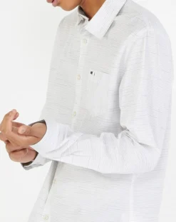 Homme Oxbow Chemises^Chemise ajustée Crena à fines rayures écru/noir
