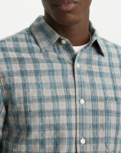 Chemise Alpha Icon Slim Fit à carreaux bleu/gris-Dockers Sale