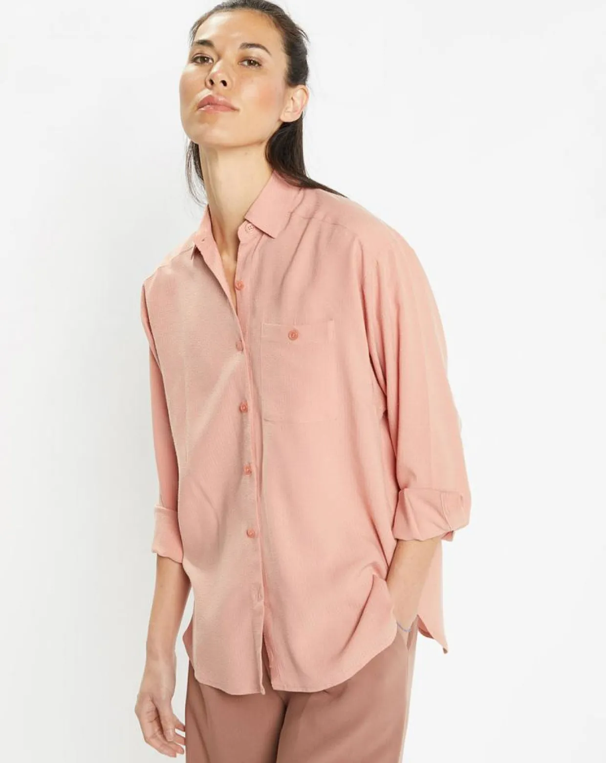 Femme Galeries Lafayette Chemises^Chemise ample en Coton mélangé Paros rayée rose moyen