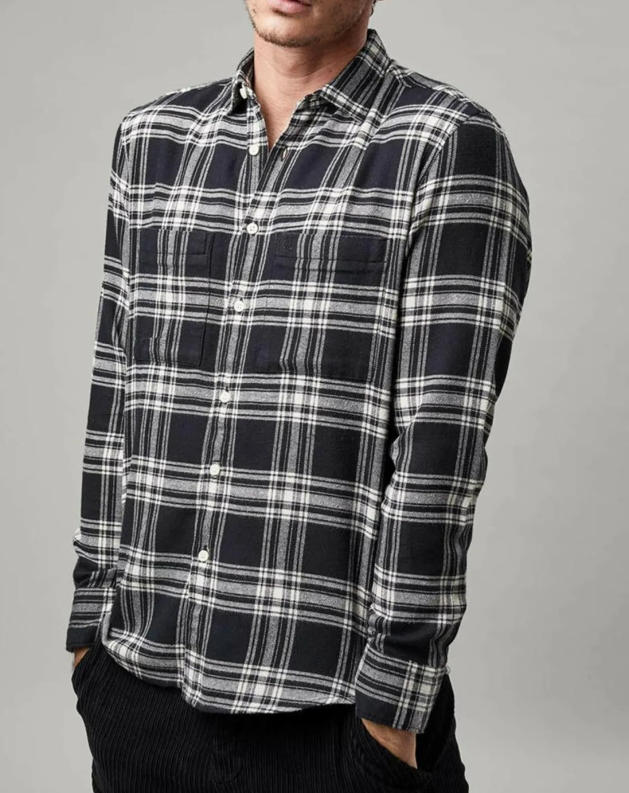 Chemise Carreaux Double Poches Oversize noir/blanc-Marc O'Polo Hot