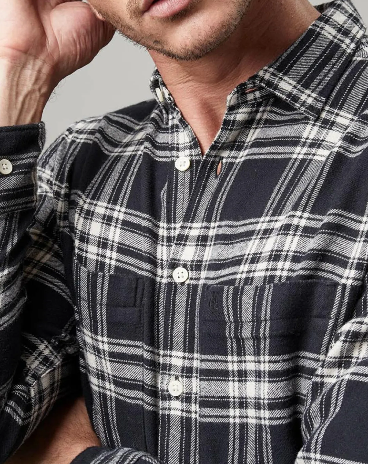 Chemise Carreaux Double Poches Oversize noir/blanc-Marc O'Polo Hot