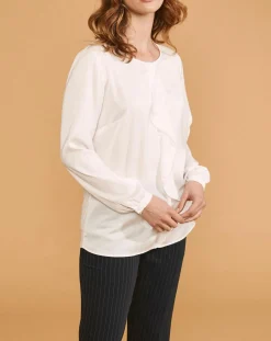 Chemise Ciano à volant beige neige-Devernois Clearance