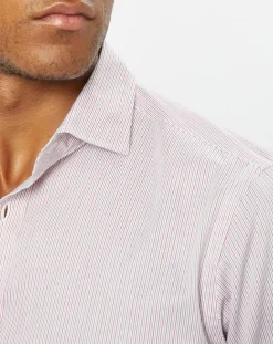 Chemise Classic Fit rayée rouge/bleu-Hackett London Outlet
