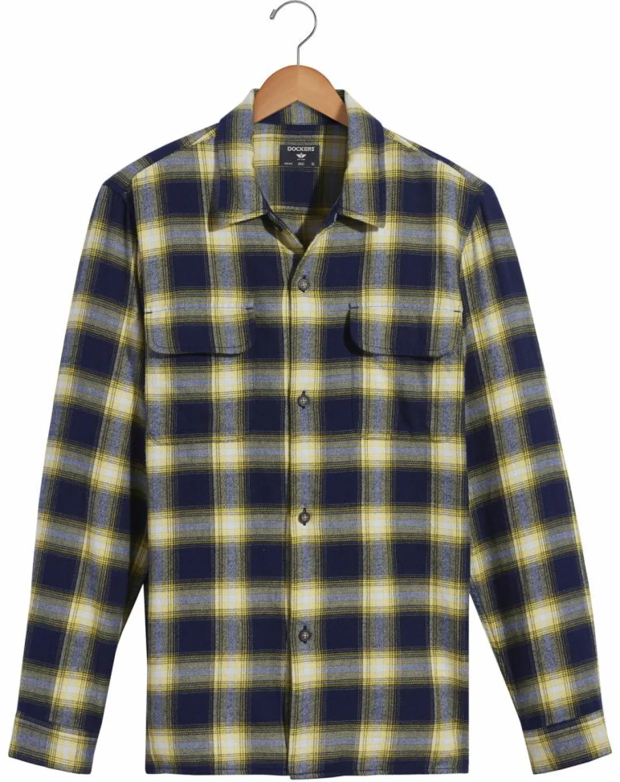 Homme Dockers Chemises^Chemise Classique LS Camp à carreaux touché flanelle bleu marine/jaune