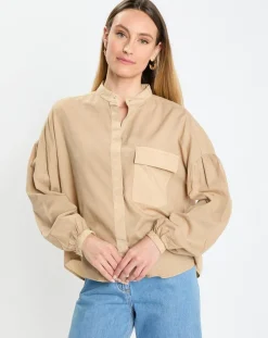 Femme Marc O'Polo Chemises^Chemise Col Mao Poche beige moyen