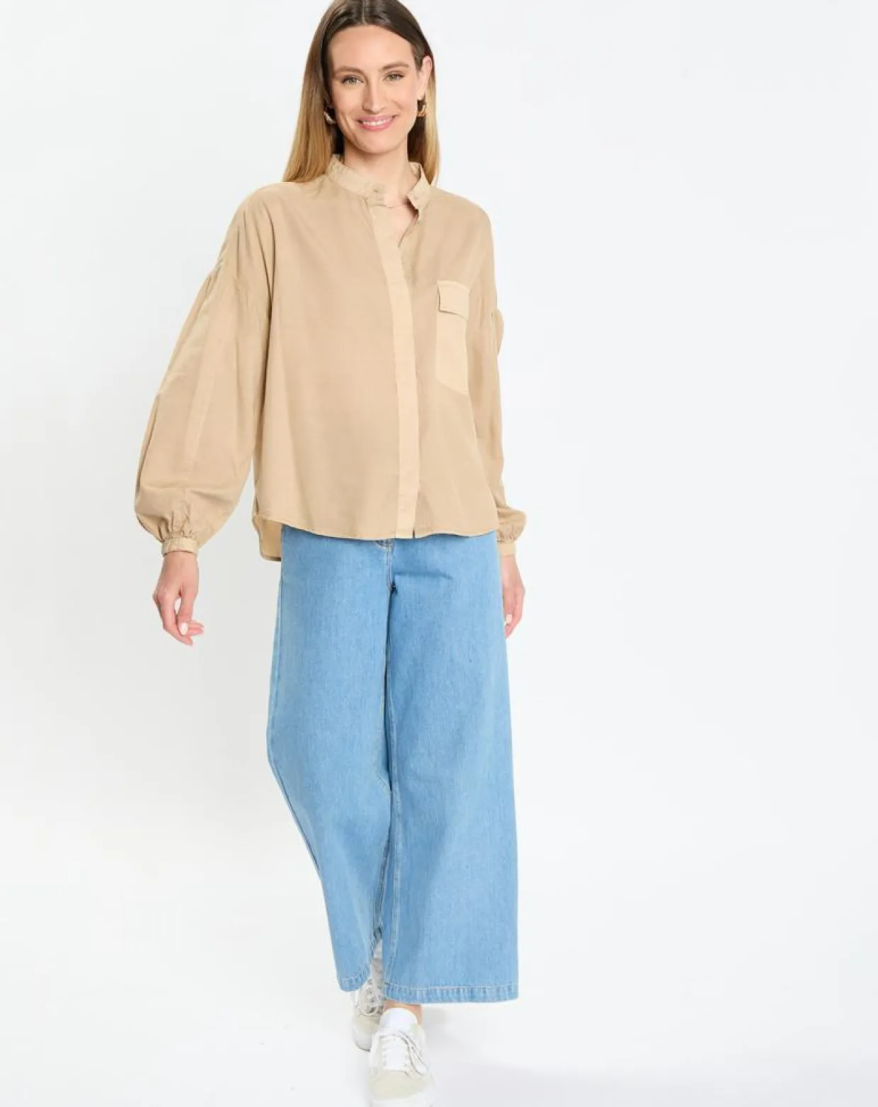 Femme Marc O'Polo Chemises^Chemise Col Mao Poche beige moyen
