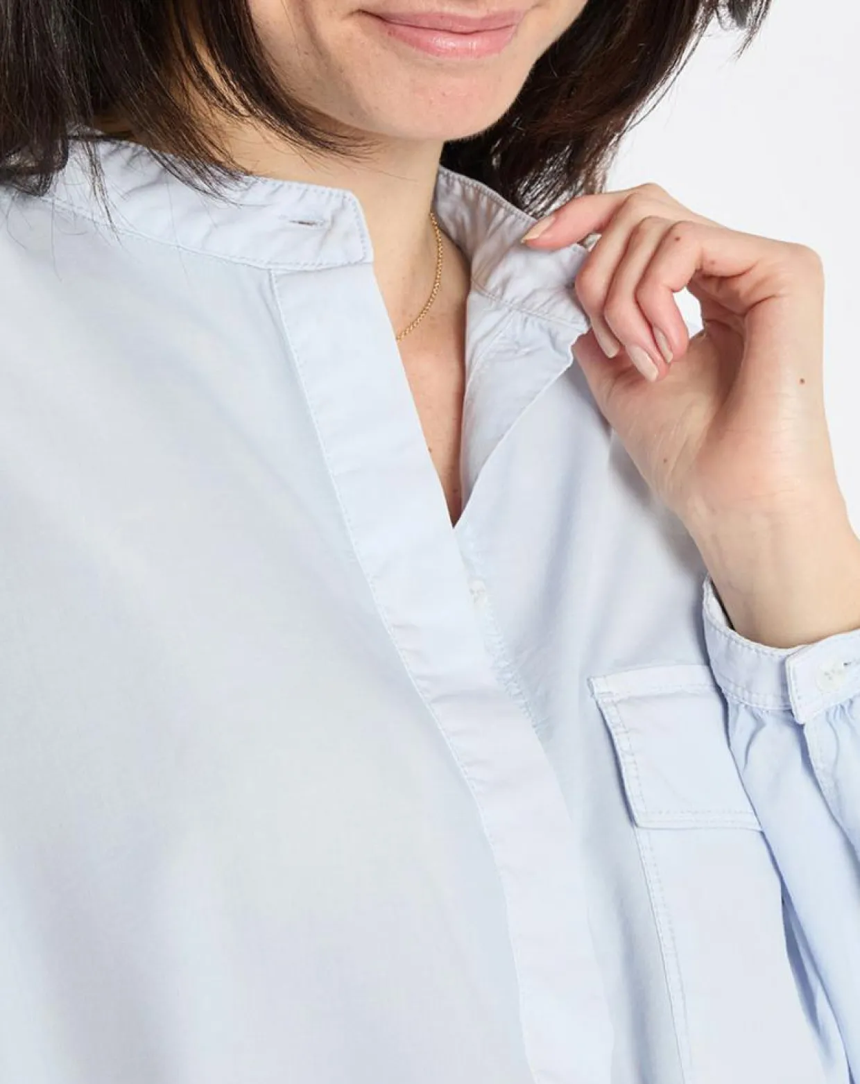 Femme Marc O'Polo Chemises^Chemise Col Mao Poche bleu clair