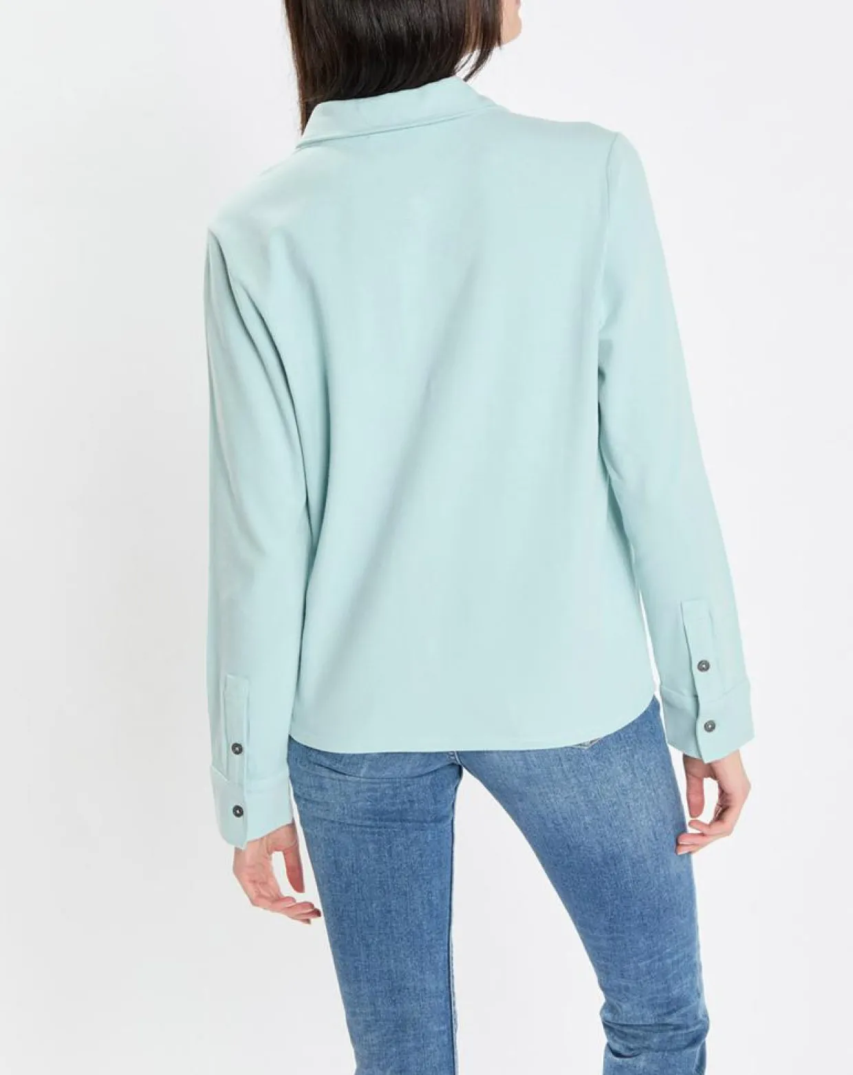 Chemise col polo bleu clair-Marc O'Polo Discount