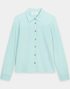 Chemise col polo bleu clair-Marc O'Polo Discount