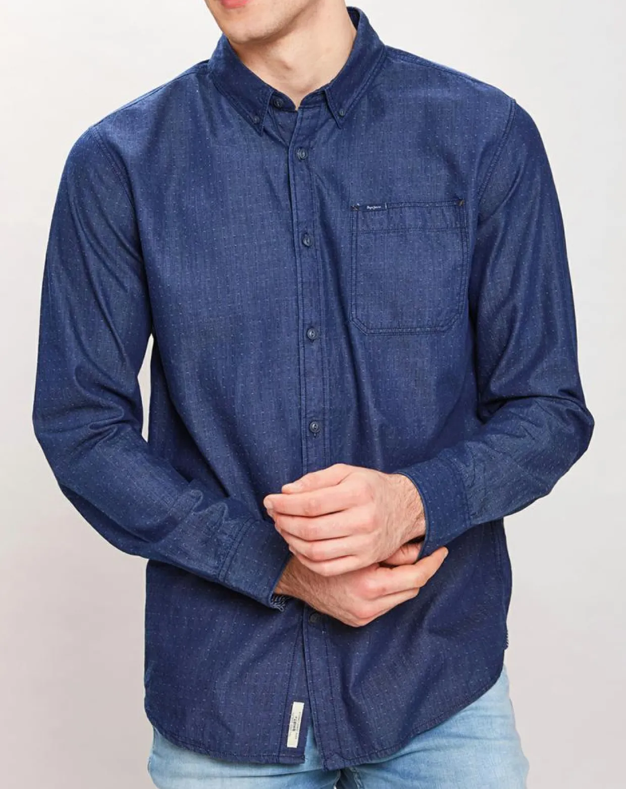 Chemise confort à micro points bleue-Pepe Jeans New