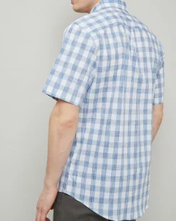 Homme Arrow Chemises^Chemise Confort Fit à carreaux bleu clair/blanc