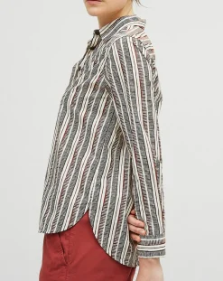 Chemise Dawn à rayures terre-Chloé Stora Clearance