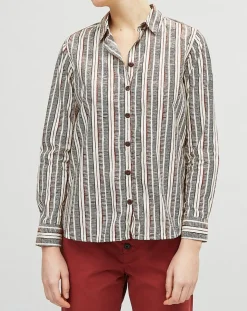 Chemise Dawn à rayures terre-Chloé Stora Clearance